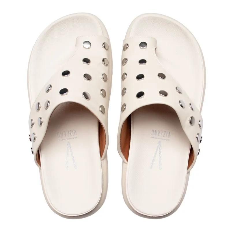 Chinelo Tiras Feminino Vizzano Pelica Flatform Off White - 34