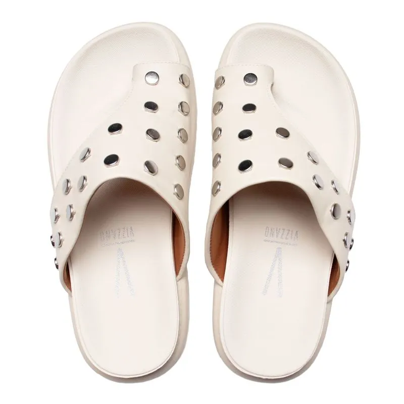 Chinelo Tiras Feminino Vizzano Pelica Flatform Off White - 37
