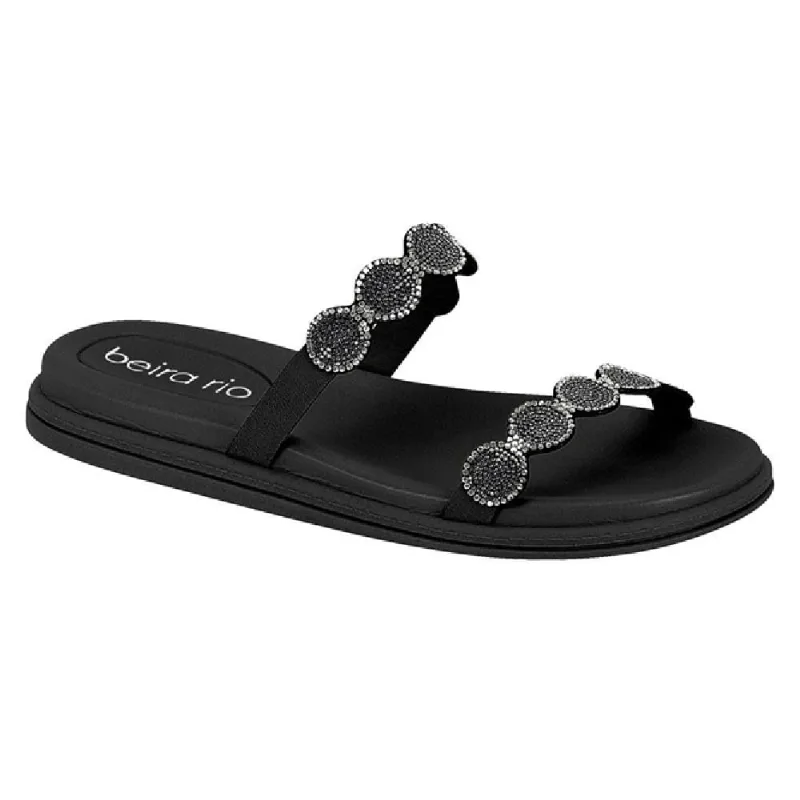 Sandália Fem Beira Rio Papete Preto Tiras Strass 8488.129 35 / Preto