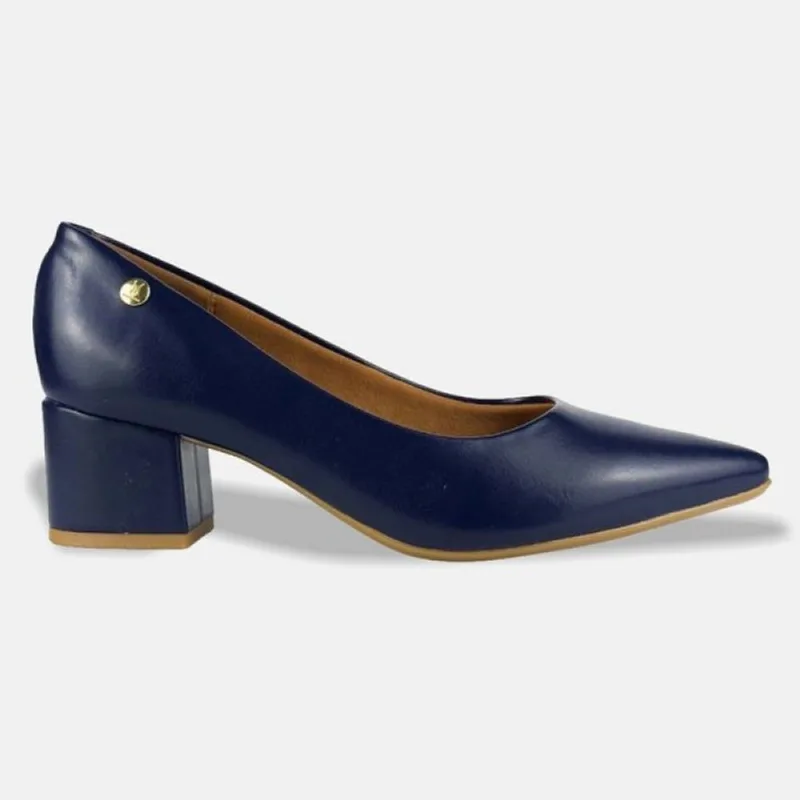 Sapato Scarpin Vizzano Bico Fino Salto Bloco Napa Garda - 1220.315.29918 39 / Azul Marinho