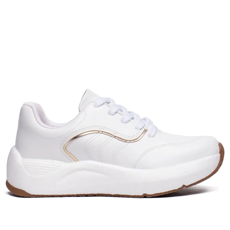 Tênis Feminino Beira Rio Napa Turim Branco/Dourado - 39