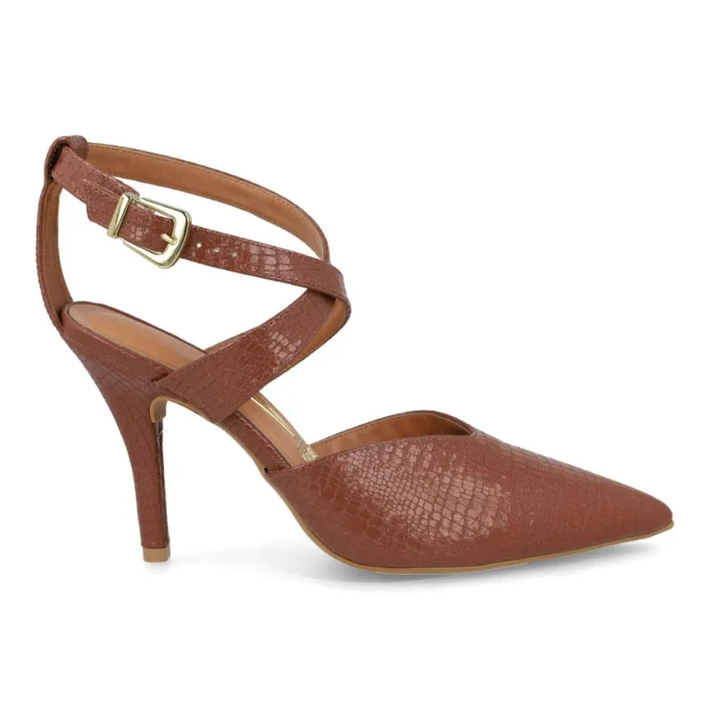 Scarpin Casual Vizzano Crôco Feminino Mocca 35