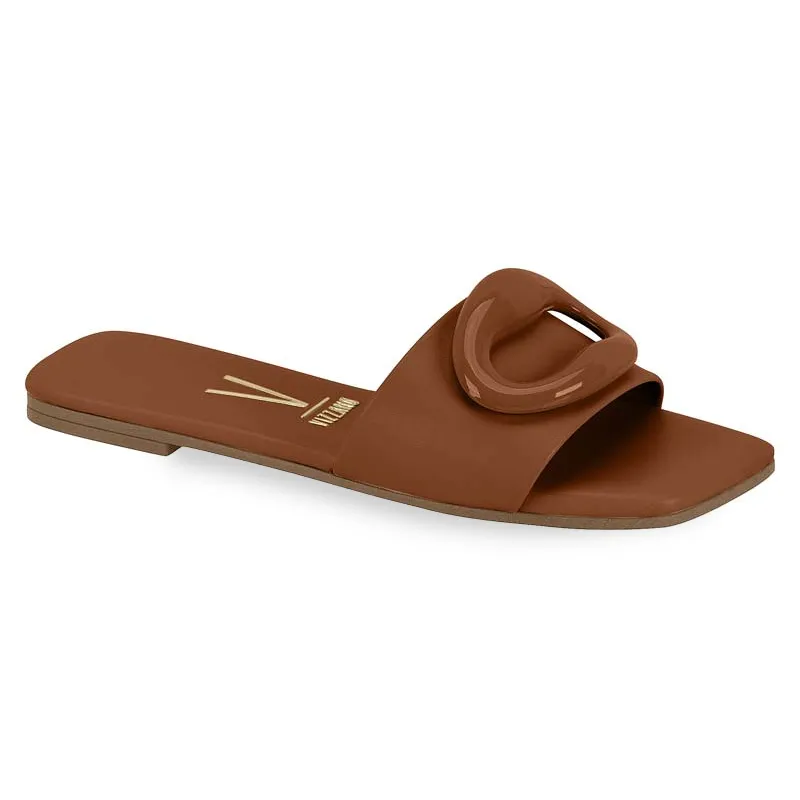 Rasteira Vizzano Marrom Bico Quadrado Feminina 40