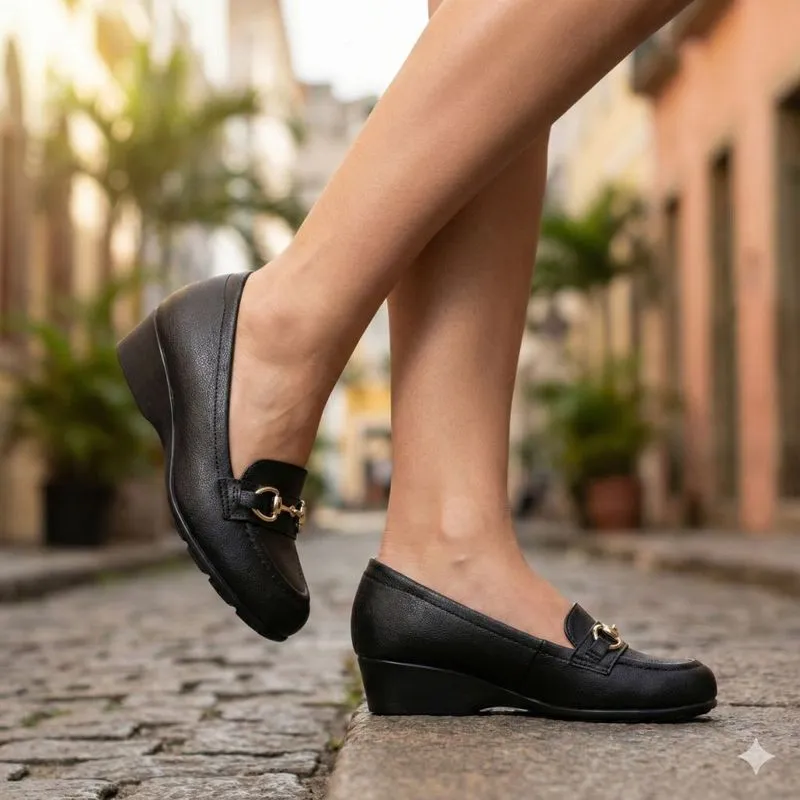 Sapato Feminino Modare Salto Anabela Fivela Preto - 38