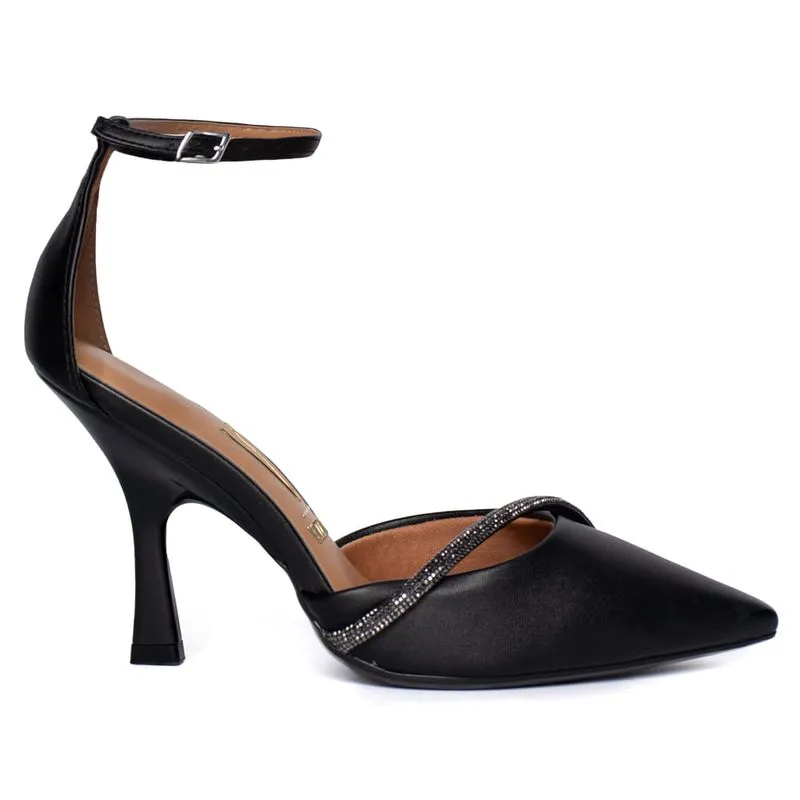 Sapato Feminino Vizzano Scarpin Strass Tiras Preto - 36