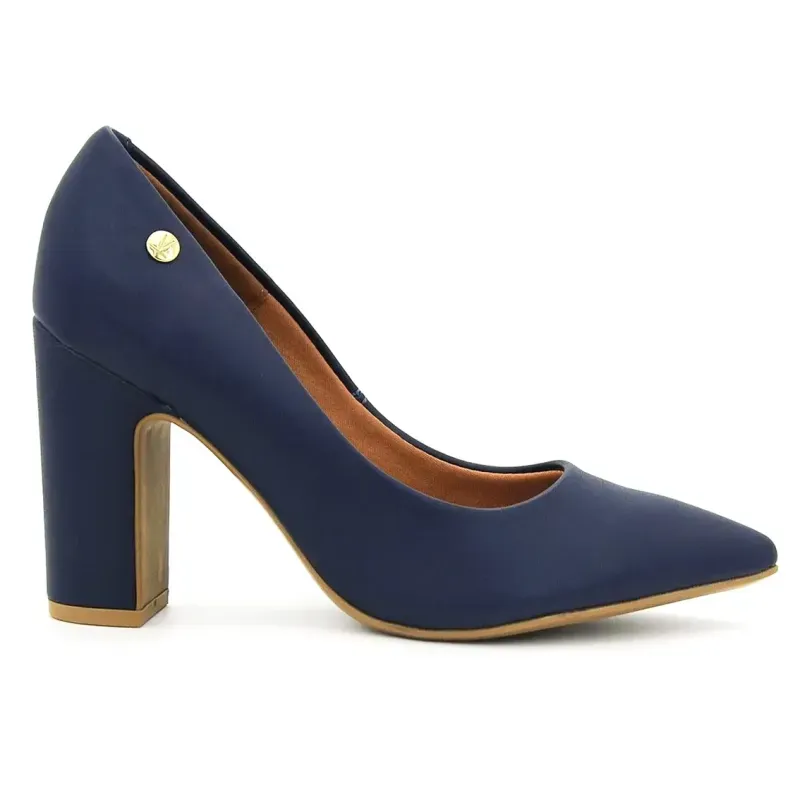 Sapato Vizzano Casual Couro Azul Marinho Feminino 38
