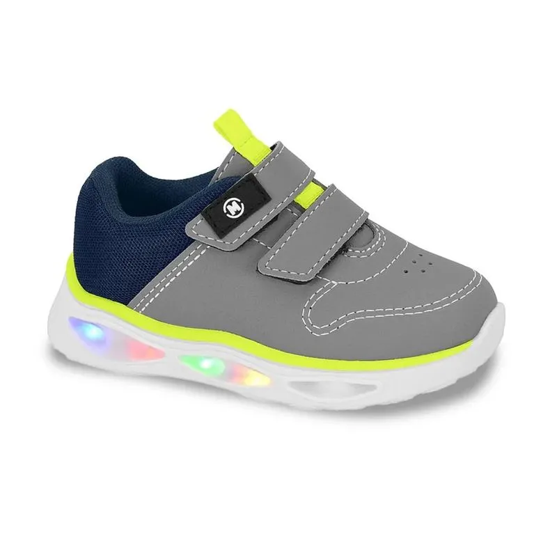 Tênis Molekinho Velcro Led Infantil Cinza 24