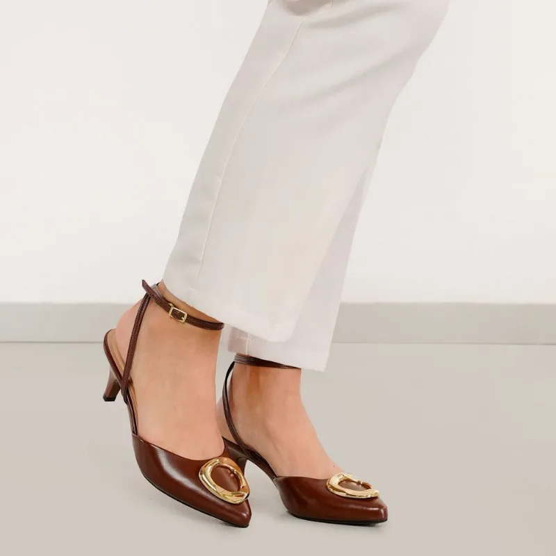 Scarpin Sling Back Beira Rio Madri Show Feminino Conhaque 36