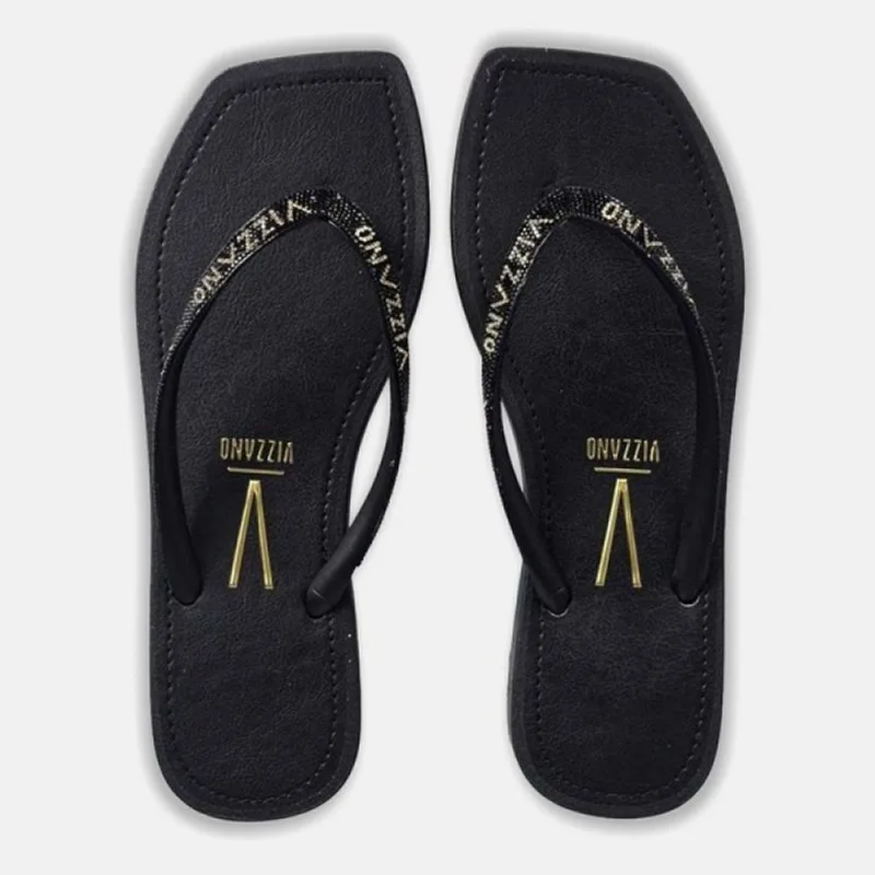 Chinelo Vizzano Rasteiro Tira Fina Metalizado - 6531.105.30158 38 / Preto