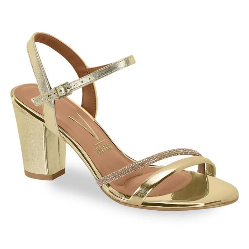 Sandália Vizzano Salto Bloco 8 Cm Feminina Dourado 33