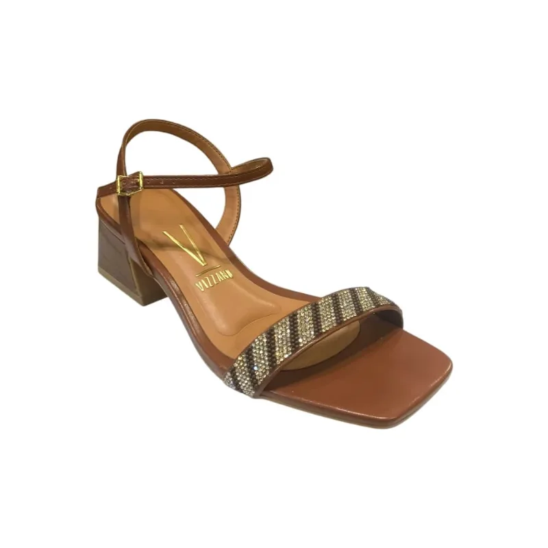 Sandália Feminina Vizzano Napa Strass Marrom 6558.102 39 / Marrom