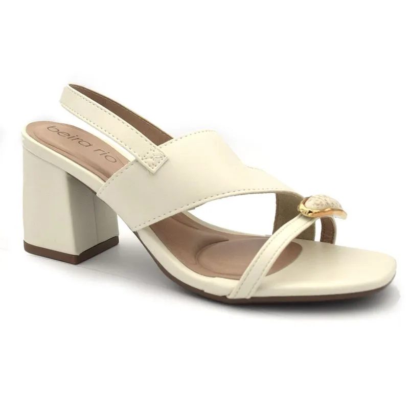 Sandália de Salto Bloco Médio Feminina Beira Rio Off White 8436.243.9569 38