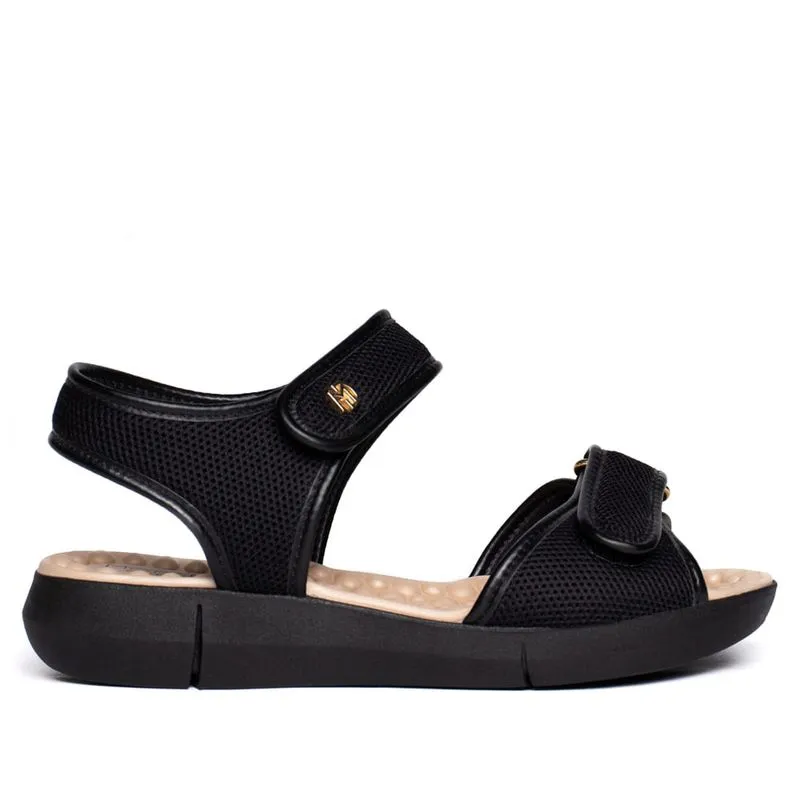 Sandália Feminina Modare Flatform Tiras Largas Preto/Bege - 38