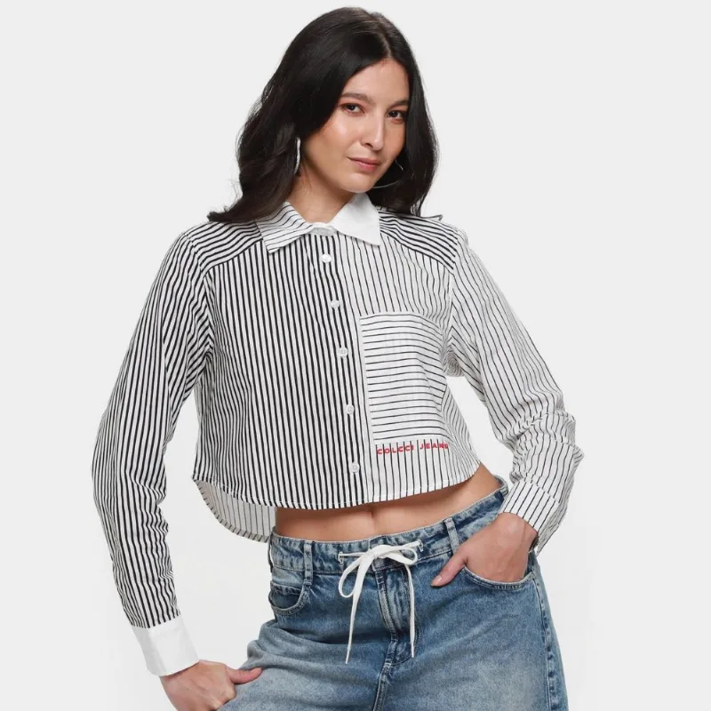 Camisa Colcci Casual Feminina - Feminino - Off White+Preto