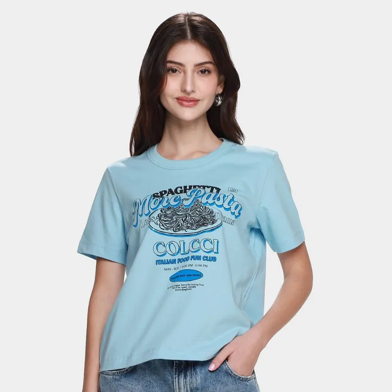 Camiseta Colcci Casual Feminina - Feminino - Azul Claro