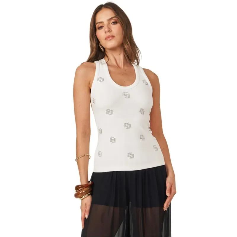Regata Colcci Slim com Aplicação Off Shell Feminina M / Branco