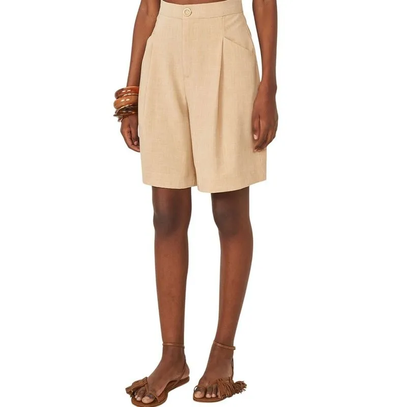 Bermuda Colcci Alongada Alfaiataria Bege Feminina P / Bege