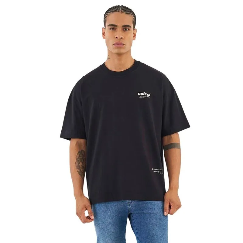 Camiseta Colcci Over Com Detalhe Em Logo Estampada Preta Masculina M / Preto