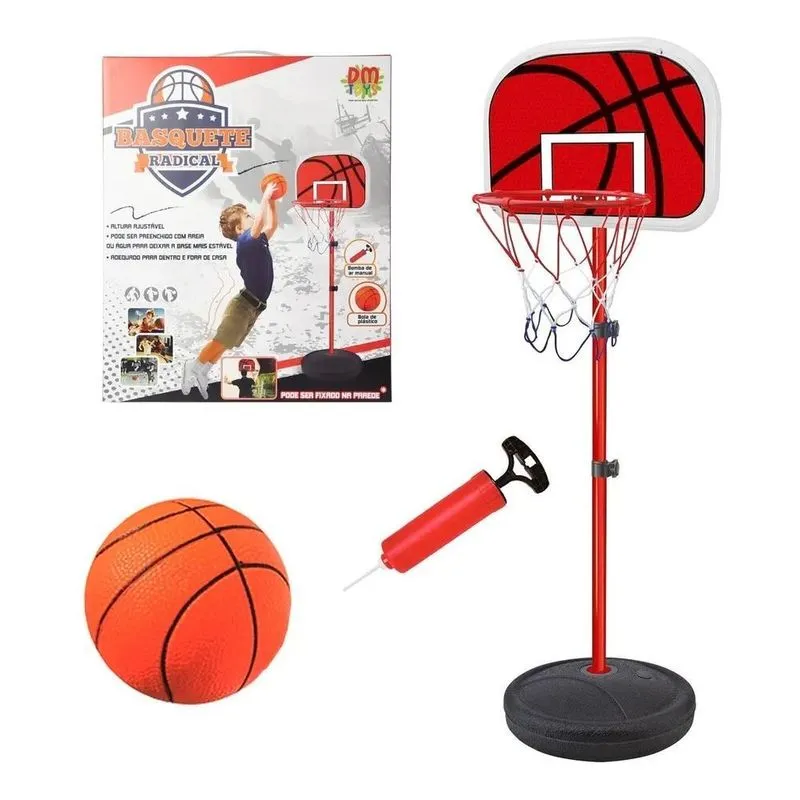 Cesta De Basquete Infantil Mini Tabela + Bola + Inflador