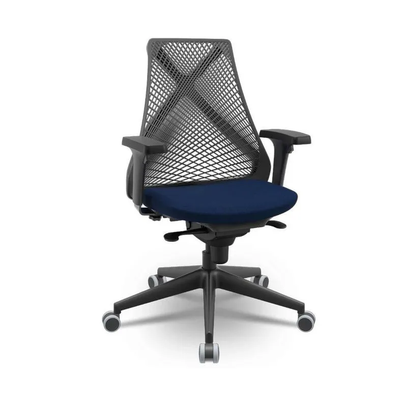 Cadeira De Escritório NR17 Bix X+ Presidencial Tela Termoplástica Base Giratória Azul Marinho