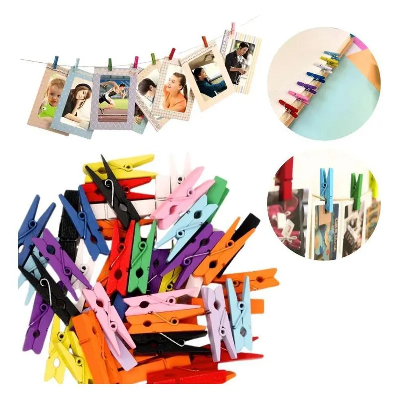 Kit 120 Mini Pregador Prendedor Madeira Colorido Fotos Artes