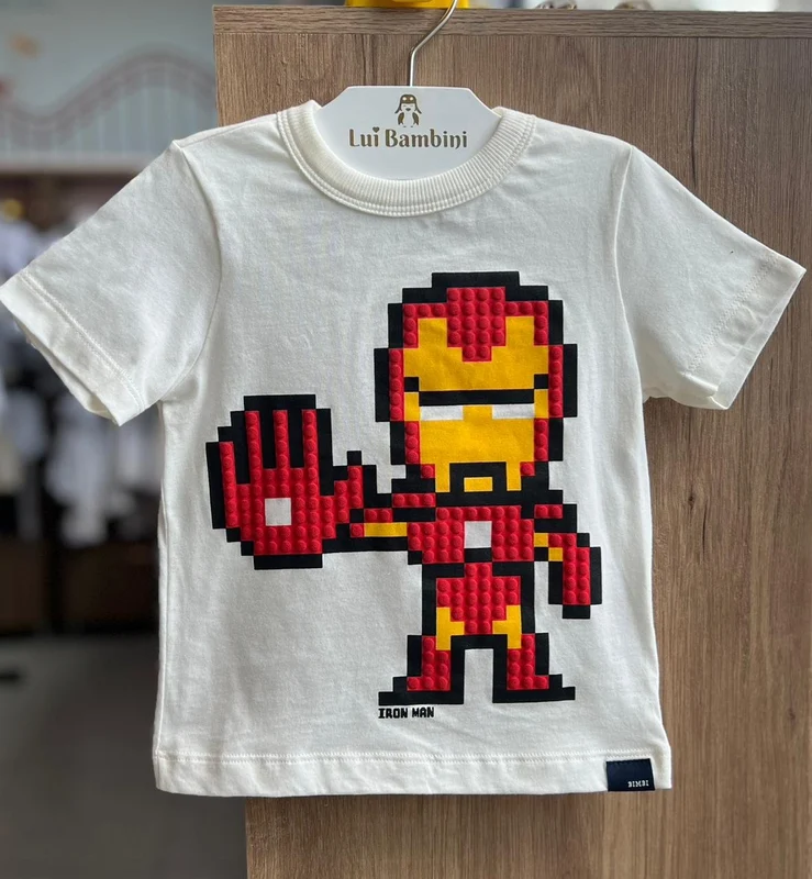 CAMISETA MANGA CURTA HOMEM DE FERRO AVENGERS HEROI MENINO BIMBI OFF / 12
