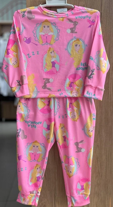 CONJUNTO PIJAMA BLUSA MANGA LONGA PRINCESAS E CALÇA MENINA BIMBI Rosa / 10