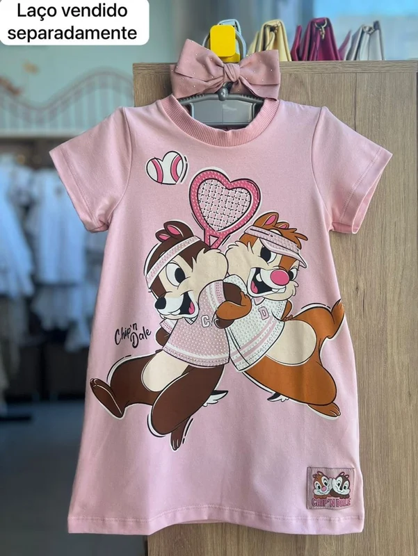 VESTIDO MANGA CURTA TICO TECO TENISTA MENINA MOMI Rosa / 12