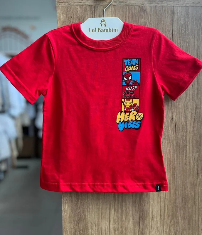 CAMISETA MANGA CURTA SPIDER MAN HOMEM ARANHA HEROI VIBE MENINO BIMBI VERMELHO / 4