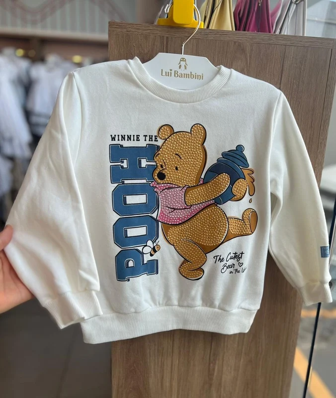 BLUSÃO MANGA LONGA URSINHO POOH STRASS COLMEIA CASACO MENINA MOMI OFF / 14
