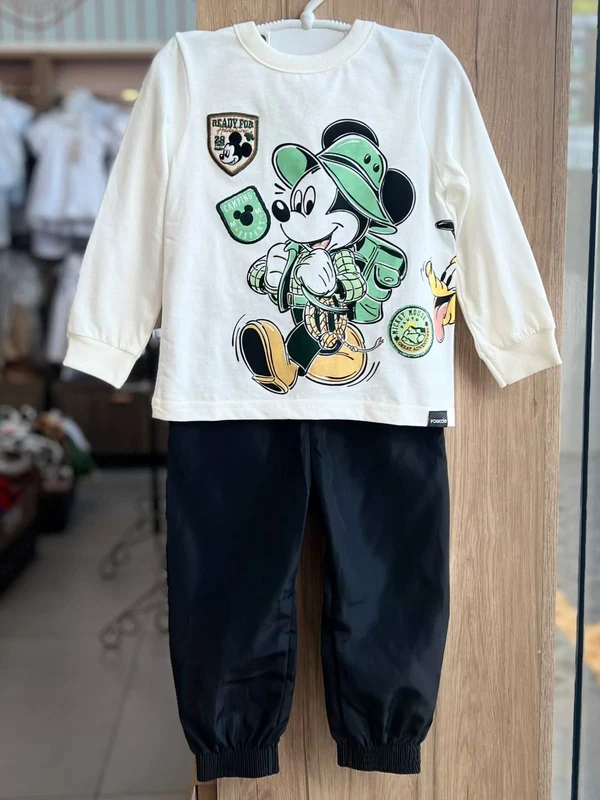 CONJUNTO CAMISETA MANGA CURTA MICKEY MOUSE CAMPING E CALÇA MENINO YOUCCIE OFF/PRETO / 4