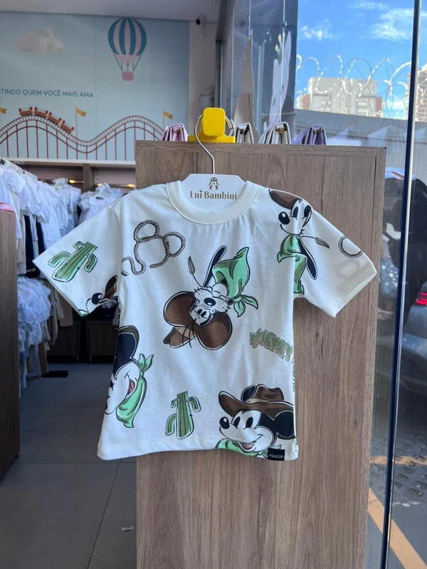 CAMISETA MANGA CURTA PATETA DONALD MICKEY COWBOY MENINO YOUCCIE OFF / 4
