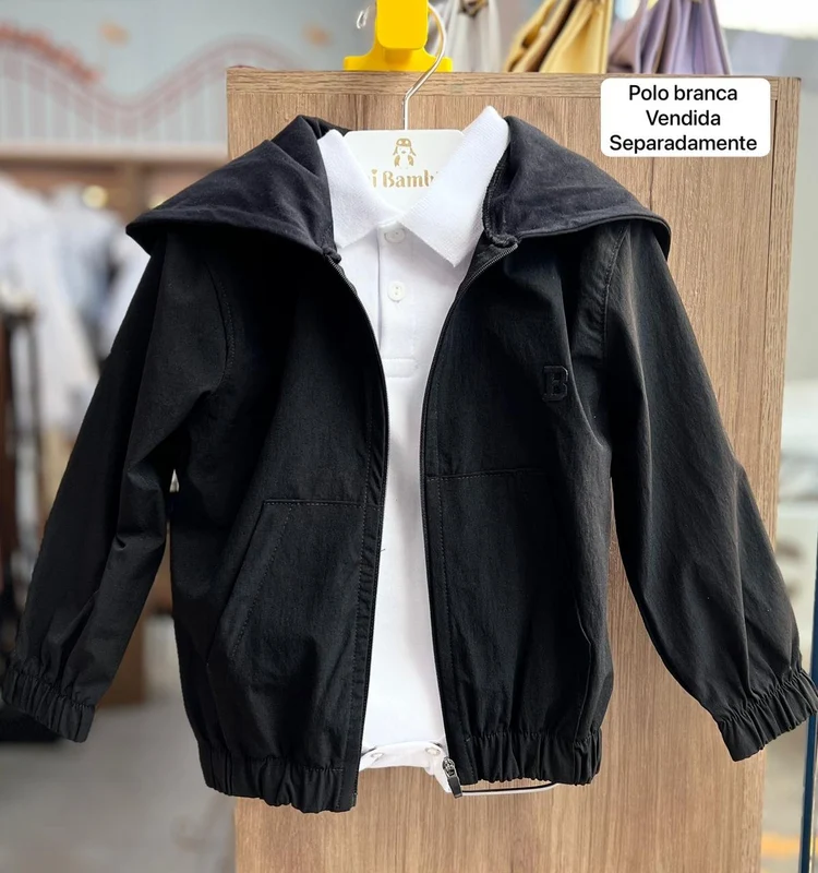JAQUETA MANGA LONGA ZÍPER MINIMALISTA CORTA VENTO MENINO BIMBI Preto / 4