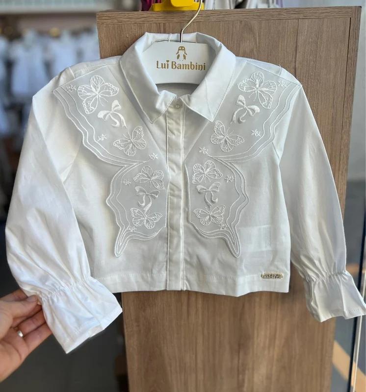 CAMISA MANGA LONGA BOTÕES BABADO BORBOLETA MENINA ANIMÊ OFF / 8