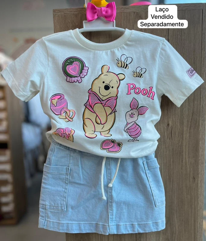 BLUSA MANGA CURTA URSINHO POOH E LEITÃO MENINA MOMI OFF / 8