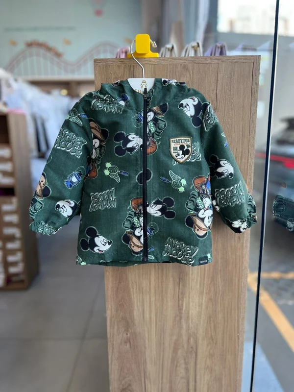 JAQUETA MANGA LONGA CORTA VENTO CAPUZ MICKEY AVENTUREIRO MENINO YOUCCIE VERDE ESCURO / 2