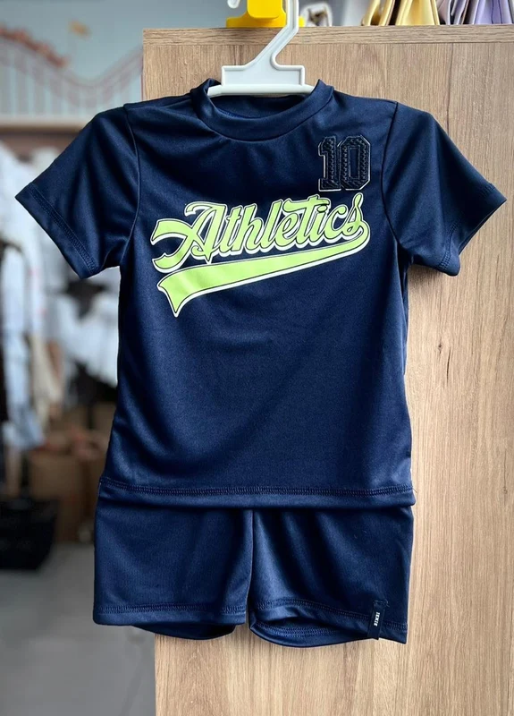 CONJUNTO CAMISETA MANGA CURTA FUTEBOL SOCCER 10 E BERMUDA MENINO BIMBI MARINHO / 12