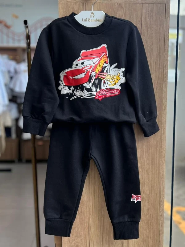 CONJUNTO MOLETOM CASACO MANGA LONGA CARROS RELAMPAGO MCQUEEN MOLETOM E CALÇA MENINO BIMBI Preto / 4