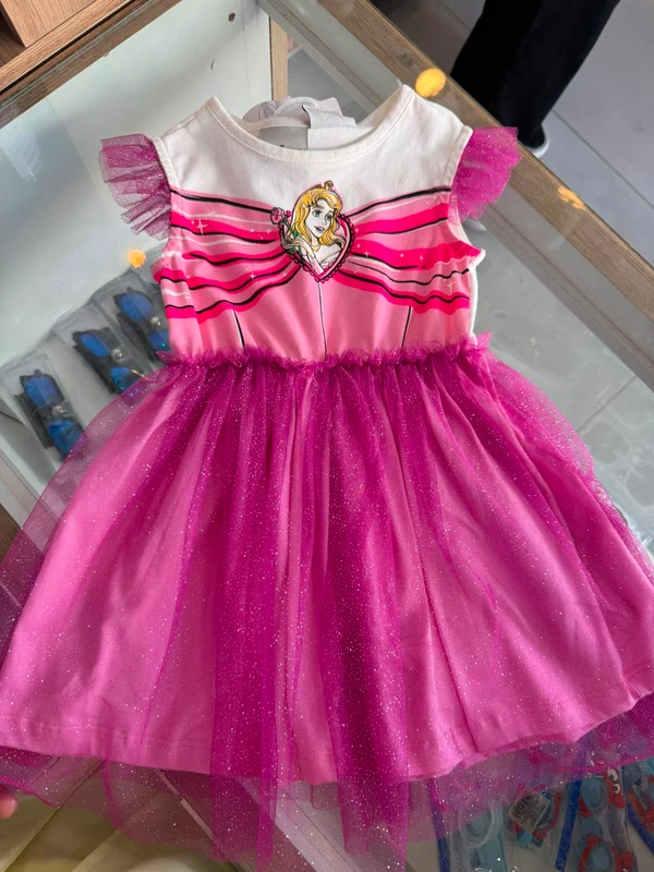 VESTIDO FANTASIA REGATA BABADO TULE GLITTER AURORA BELA ADORMECIDA MENINA BIMBI Rosa / 12