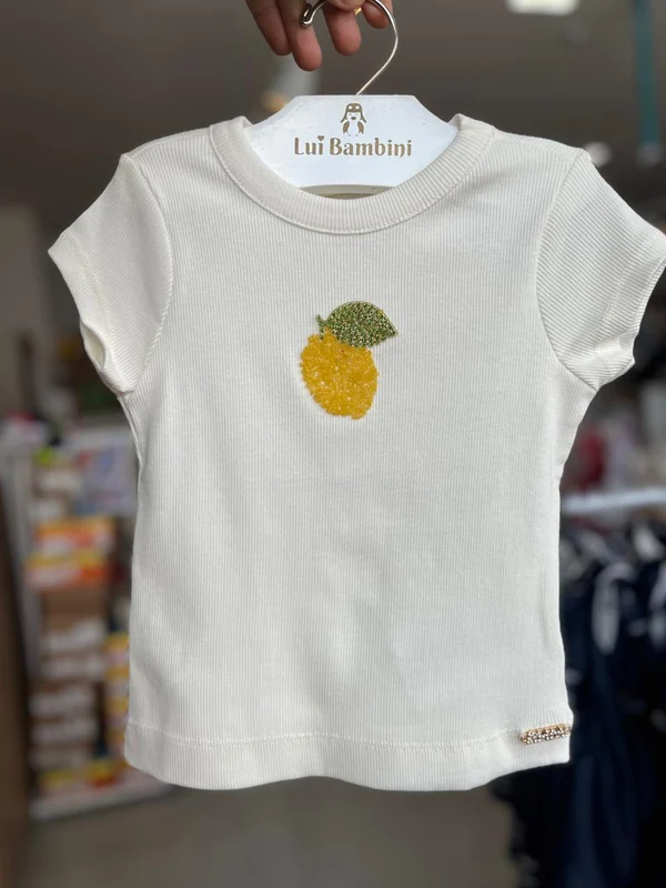 BLUSA MANGA CURTA CANELADO LIMÃO APLIQUE MENINA ANIME OFF / 14