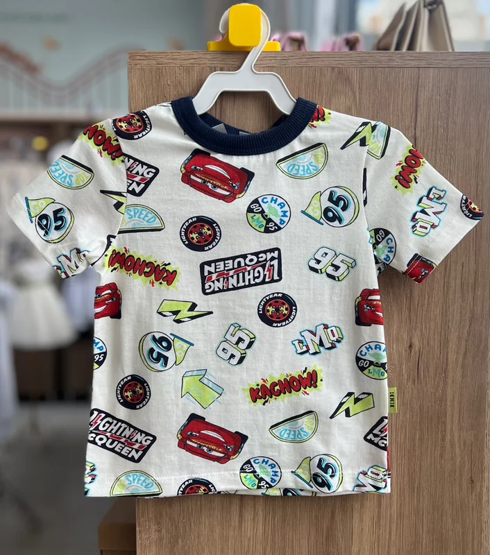 CAMISETA MANGA CURTA CARROS CARS MCQUEEN RELAMPAGO MENINO BIMBI OFF / 1
