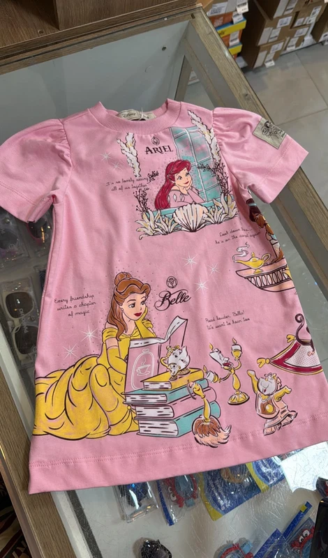 VESTIDO MANGA CURTA PRINCESAS ARIEL BELLE MENINA ANIME Rosa / 12