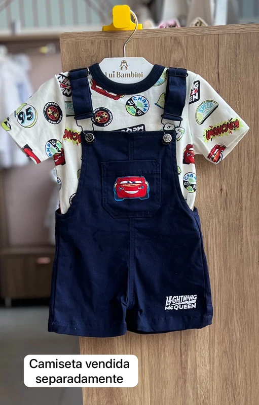 MACACÃO JARDINEIRA ALÇA CARRO RELAMPAGO MCQUEEN MENINO BIMBI JEANS / 3