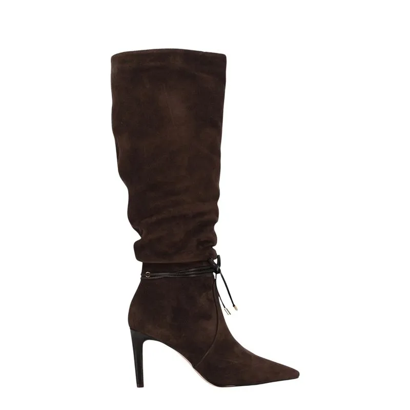 Bota Luz Da Lua 80480038 Cano Longo Camurça 35 / CACAU