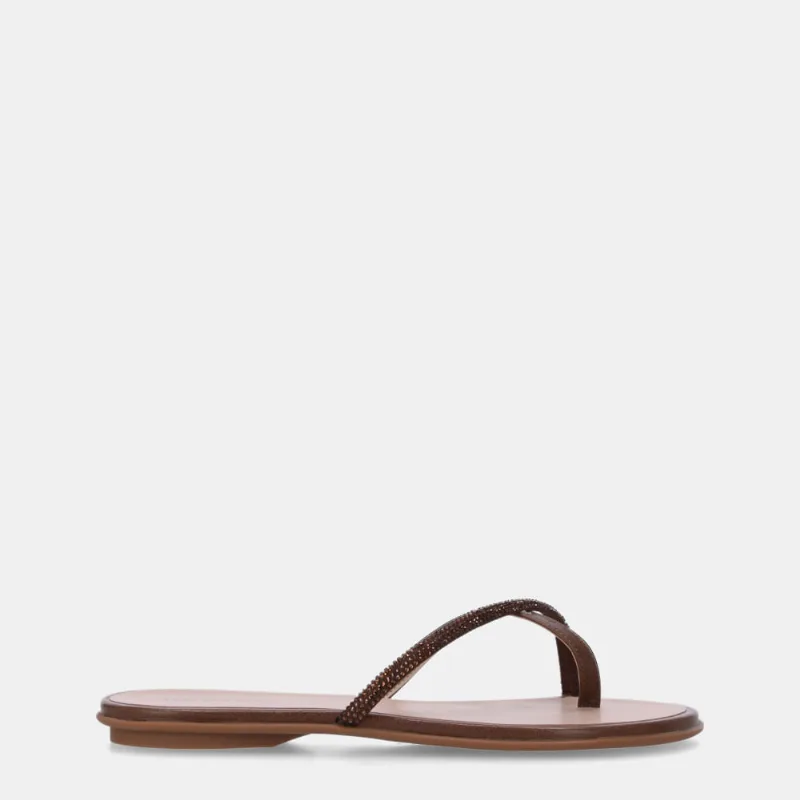Chinelo Couro Atacama Espresso Com Tira Strass Marrom - 52210068 36