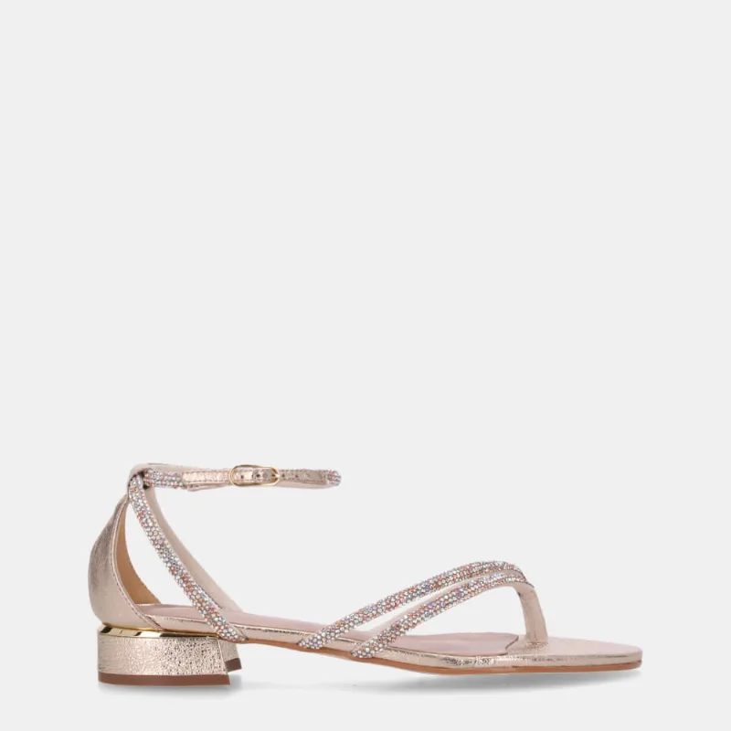 Sandália Rasteira Tira Strass Cristal E Vênus Ouro - 80910027 39