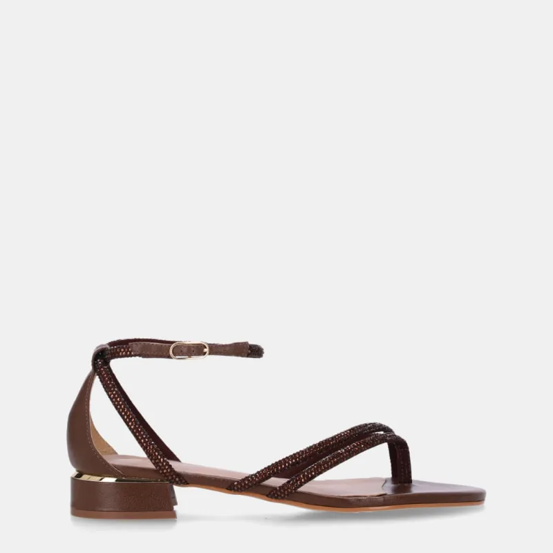 Sandália Rasteira Tira Strass Marrom E Atacama Espresso - 80910027 34