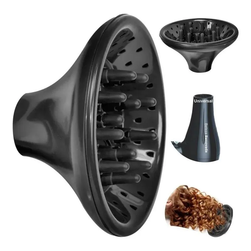 2x Difusor Simples Preto Para Secador De Cabelo - Santa Clar
