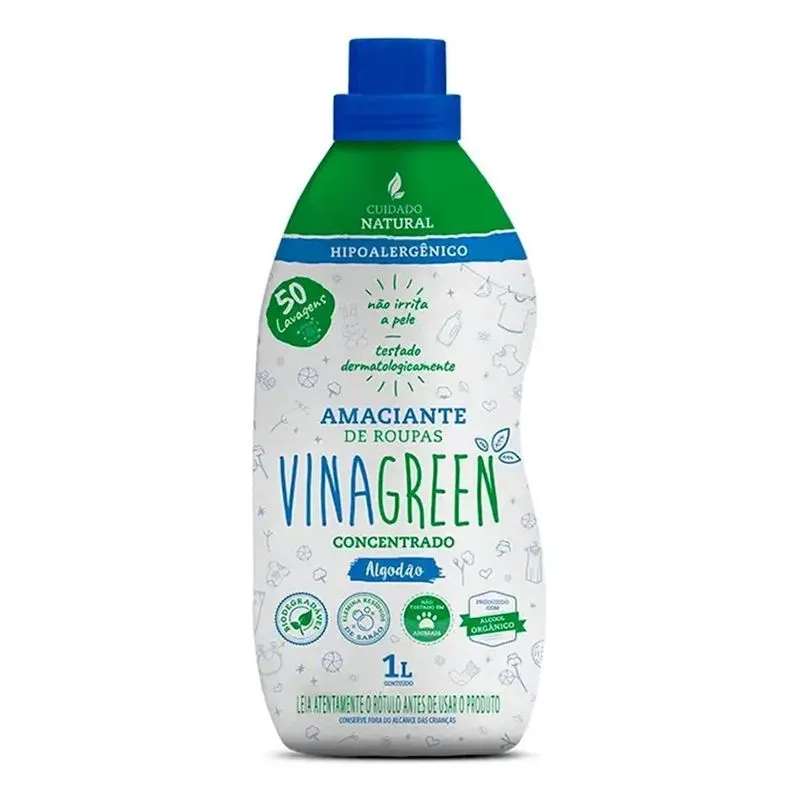 Amaciante Vinagreen Algodão Algodão Em Frasco 1 L 50 Un