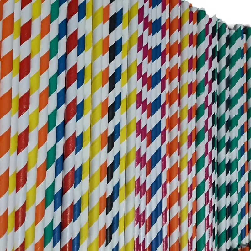 2x 100 Canudo De Papel Drink Colorido Biodegradavel Descartá